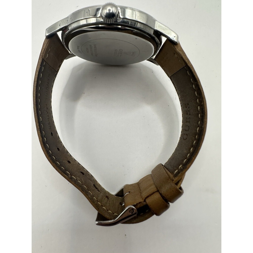 Guess Navy Blue Dial U0922G8 Brown Leather New Battery 39mm 8" Watch steel Q - Picture 12 of 12